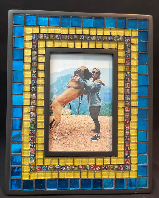 Cheerful Blue, Yellow and Multi-color 4X6 Mosaic Picture Frame