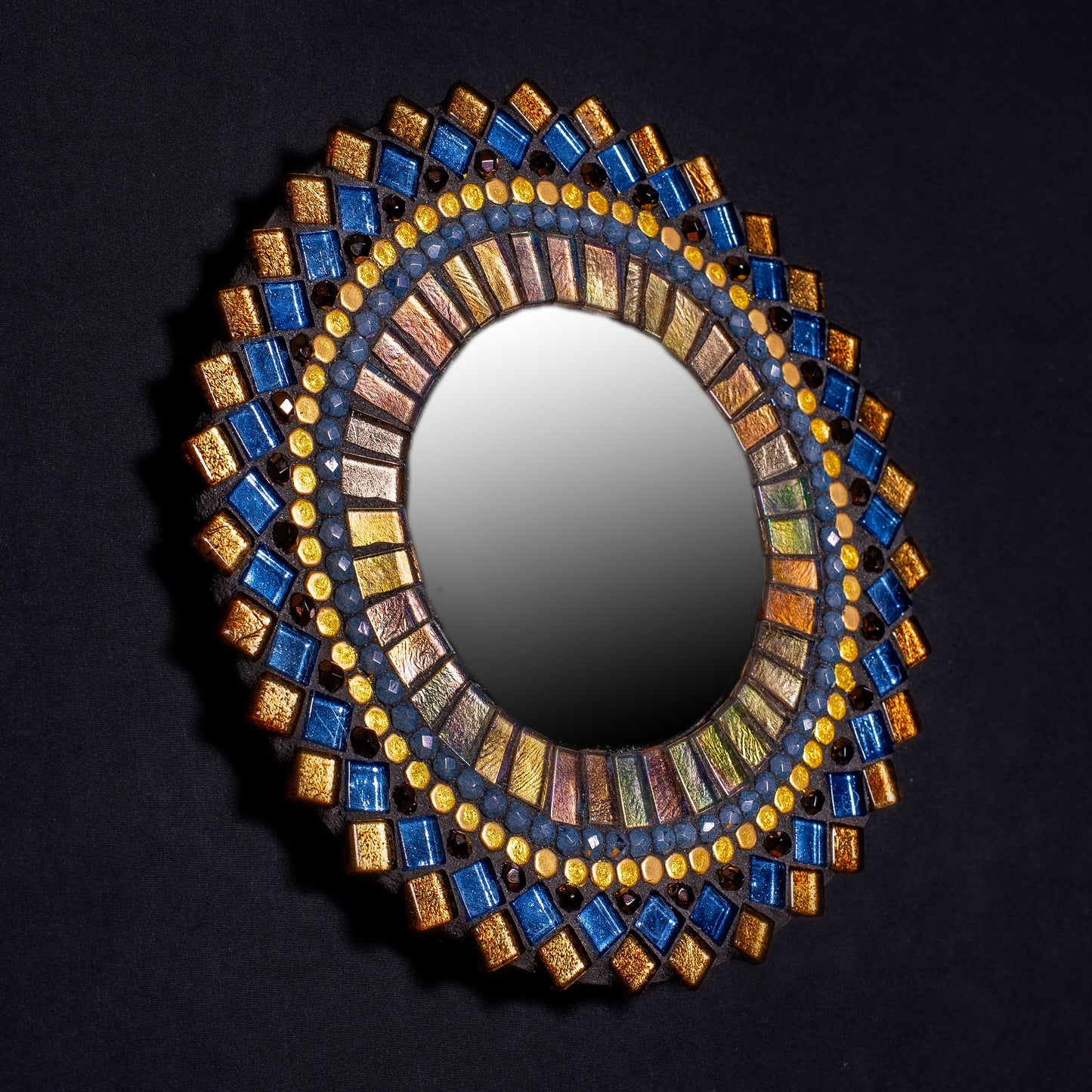 Diana Blue and Gold 7- inch Mirror