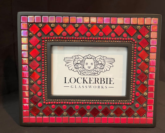 Red, Black and Antique Bronze 4X6 Mosaic Picture Frame