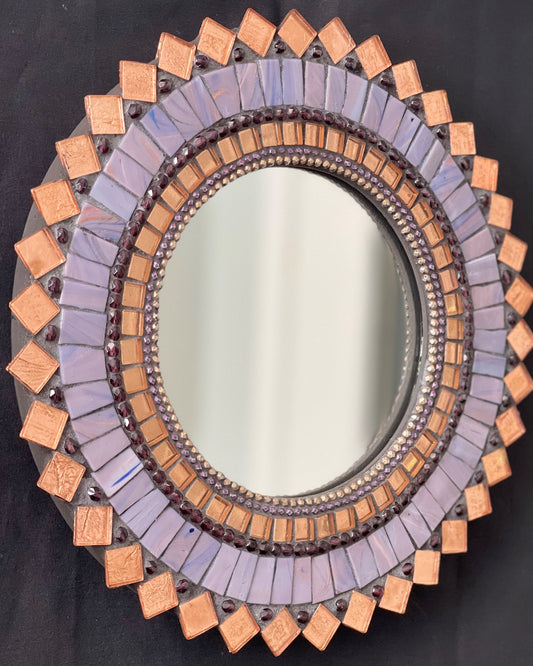 Rose Gold and Lilac 10-inch Mosaic Mirror
