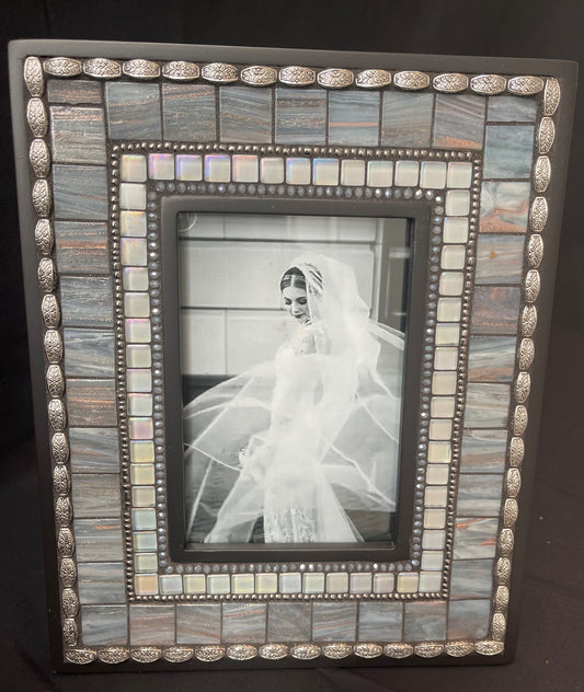 Sterling Gray and Rose Gold 4X6 Mosaic Picture Frame